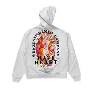 Gunzinii Mens Have Heart Hoodie
 off white
